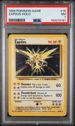 Pokemon TCG Zapdos Base Set #16 Holo - PSA 7 - Image 1