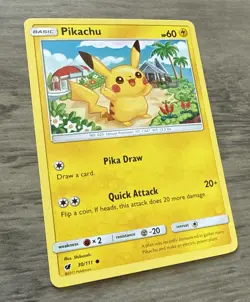 2017 Pokemon Pikachu 30/111 Sm-Crimson Invasion Regular Non Holo - Image 3