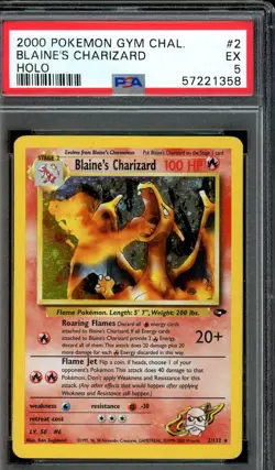 Blaine's Charizard 2/132 Pokemon Gym Challenge Graded PSA 5 EX - Image 1