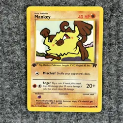 Vintage Pokemon Team Rocket Mankey 61/82 Common LV14 40HP NM - Image 1