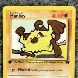Vintage Pokemon Team Rocket Mankey 61/82 Common LV14 40HP NM - Image 3