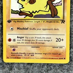 Vintage Pokemon Team Rocket Mankey 61/82 Common LV14 40HP NM - Image 4