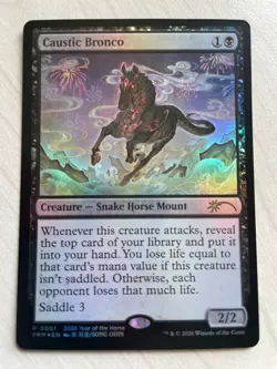 MTG Year of the Horse 2026 Caustic Bronco+Treasure Token NM EN FOIL APAC Promo - Image 2