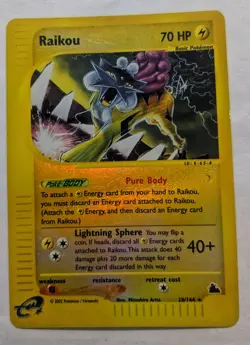 Pokemon Tcg Raikou 28/144 Skyridge Reverse Holo Mp - Image 1