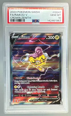 2023 Pokemon Sword & Shield Crown Zenith GG41 Raikou V PSA 10 142461967 - Image 1