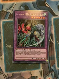 Yugioh! Elemental HERO Flame Wingman - SGX1-ENA21 - Secret Rare - 1st Edition NM - Image 1