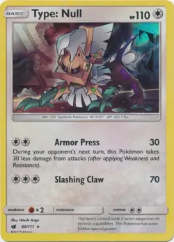 Type: Null 89/111 Holo Crimson Invasion Sun & Moon SM Pokemon NM - Image 1