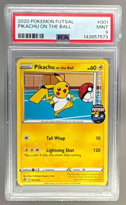 2020 Pokemon Futsal 001 Pikachu on the Ball PSA 9 143857573 - Image 1
