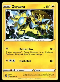 Zeraora 056/195 Rare Silver Tempest Pokemon NM - Image 1