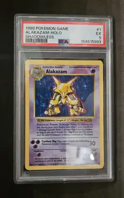 Pokemon 1999 Alakazam #1 Holo Rare Shadowless Base Set PSA 5 - Image 1
