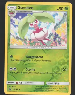 Steenee 19/149 Reverse Holo Pokemon SM Base Set Near Mint or Better - Image 1