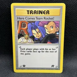 1st Edition Here Comes Team Rocket 71/82 Pokemon Trainer Card Vintage NM/LP+ - Image 1