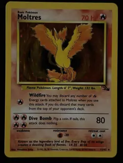 Pokemon Moltres Fossil Set Holo Rare 12/62 Unlimited Vintage Card TCG - Image 1