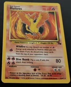 Pokemon Moltres Fossil Set Holo Rare 12/62 Unlimited Vintage Card TCG - Image 5