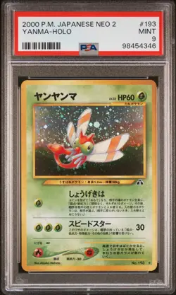PSA 9 Pokemon 2000 Japanese Neo 2 Discovery Yanma Holo Card Graded MINT - Image 1