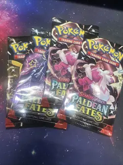 Pokemon PALDEAN FATES Booster Pack Lot: 4 Packs - Image 1