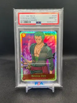 Bandai Roronoa Zoro OP01-025 Romance Dawn Super Rare Rush Holo PSA 10 - Image 1