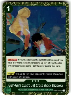One Piece card OP09-039 Gum-Gum Cuatro Jet Cross Shock Bazooka R Japanese Era - Image 1