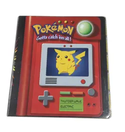 1999 Vintage Pokemon 3-Ring Card Binder Thunder Wave Electric Nintendo Made USA - Image 1