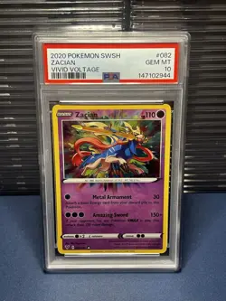 PSA 10 ⭐ Pokemon Zacian 082 Amazing Rare Vivid Voltage Full Art Graded Card - Image 1