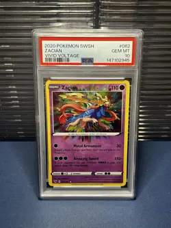 PSA 10 ⭐ Pokemon Zacian 082 Amazing Rare Vivid Voltage Full Art Graded Card - Image 3