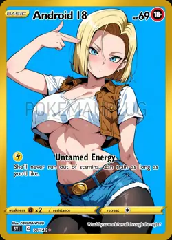 Android 18 Untamed Waifu Anime Girl Trading Card ACG Custom - Image 1