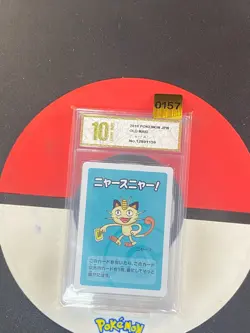 Old Maid Japanese Pokemon Center Red Back 2019 Promo Playing Card Meowth Grade10 - Image 1
