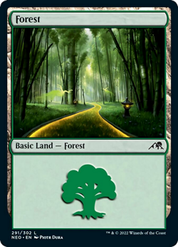 Forest (291) FOIL Kamigawa: Neon Dynasty NM Basic Land MAGIC MTG CARD ABUGames - Image 1