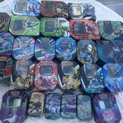 Pokemon TCG Empty Tin Lot Collectible Storage Cases No Cards Bulk Metal Tins - Image 2