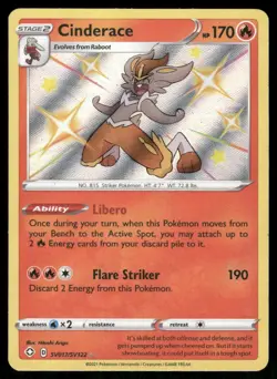 Pokemon Cards Cinderace SV017/SV122 Shining Fates Shiny Rare NM - Image 1