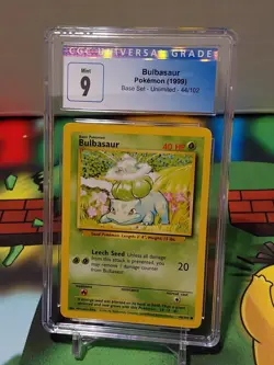 1999 Pokemon Base Set Unlimited Bulbasaur #44/102 CGC 9 - Image 1