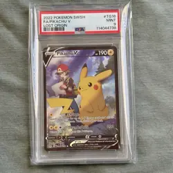 2022 POKEMON SWORD & SHIELD LOST ORIGIN #TG16 FULL ART/PIKACHU V PSA 9 - Image 1