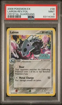 Lairon Reverse Holo 36/100 Crystal Guardians PSA 9 Mint Pokemon Card - Image 1