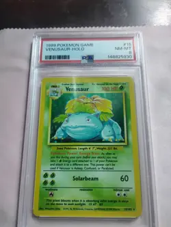 Pokemon TCG Venusaur Base Set Holo Unlimited Rare Card 15/102 1999 PSA 8 WOTC - Image 1