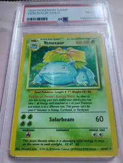 Pokemon TCG Venusaur Base Set Holo Unlimited Rare Card 15/102 1999 PSA 8 WOTC - Image 3