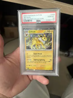 2025 Pokemon SVP EN-SV Black Star Promo Jolteon Pre Poster Coll PSA 10 #169 - Image 1