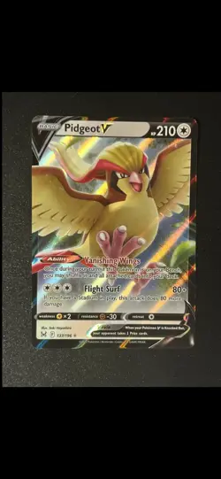 Pokemon TCG Pidgeot V 137/196 Lost Origin Holo NM - Image 1