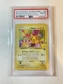 PSA 10 GEM MINT Birthday Pikachu Classic Collection Pokemon 2021 Celebrations - Image 1