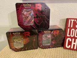 New Sealed Pokemon TCG Destined Rivals Team Rocket Tin Set of 3 - Image 1