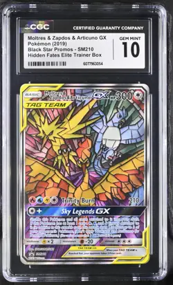 Pokemon GRADED 2019 Moltres Zapdos Articuno GX SM210 ETB BSP 10 CGC ENGLISH - Image 1