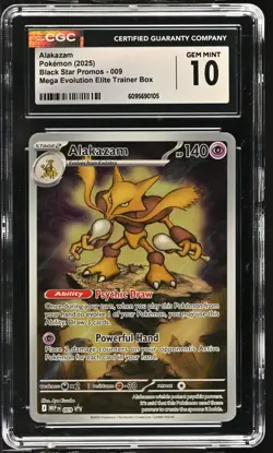 Pokemon GRADED Alakazam 9 Mega Evolution ETB Black Star Promo 10 CGC ENGLISH - Image 1