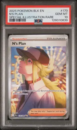 2025 POKEMON BLK EN-BLACK BOLT SPECIAL ILLUSTRATION RARE #170 N'S PLAN PSA 10 - Image 1