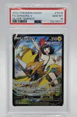 2022 POKEMON SWORD & SHIELD SILVER TEMPEST #TG16 FULL ART/ZERAORA V PSA 10 - Image 3