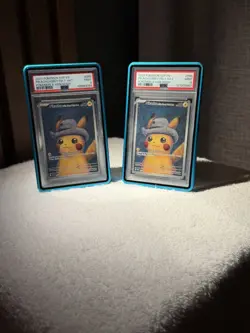 🔥 Pokemon Van Gogh Pikachu Grey Felt Hat PSA 9 x2 Bundle #085 SVP Promo 🔥 - Image 1