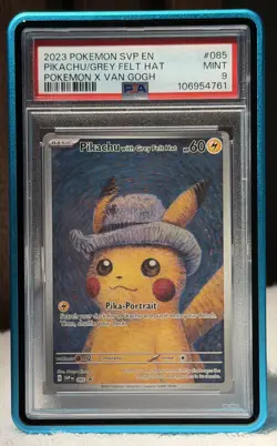 🔥 Pokemon Van Gogh Pikachu Grey Felt Hat PSA 9 x2 Bundle #085 SVP Promo 🔥 - Image 5