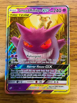 NM! Gengar & Mimikyu GX (53/181) S&M Tag Team Team Up Ultra Rare Pokemon Card! - Image 1