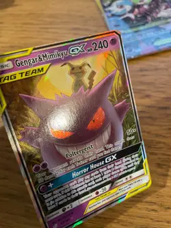 NM! Gengar & Mimikyu GX (53/181) S&M Tag Team Team Up Ultra Rare Pokemon Card! - Image 3