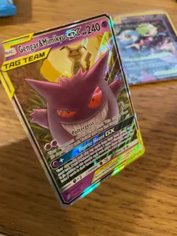 NM! Gengar & Mimikyu GX (53/181) S&M Tag Team Team Up Ultra Rare Pokemon Card! - Image 4