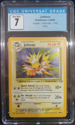 Jolteon 4/64 Jungle Unlimited Holo Rare CGC 7 Near Mint Pokemon TCG - Image 1