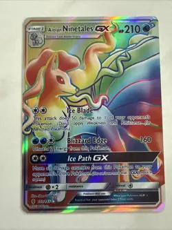 Pokemon Alolan Ninetales GX Rainbow Rare Card 150/145 - Image 1